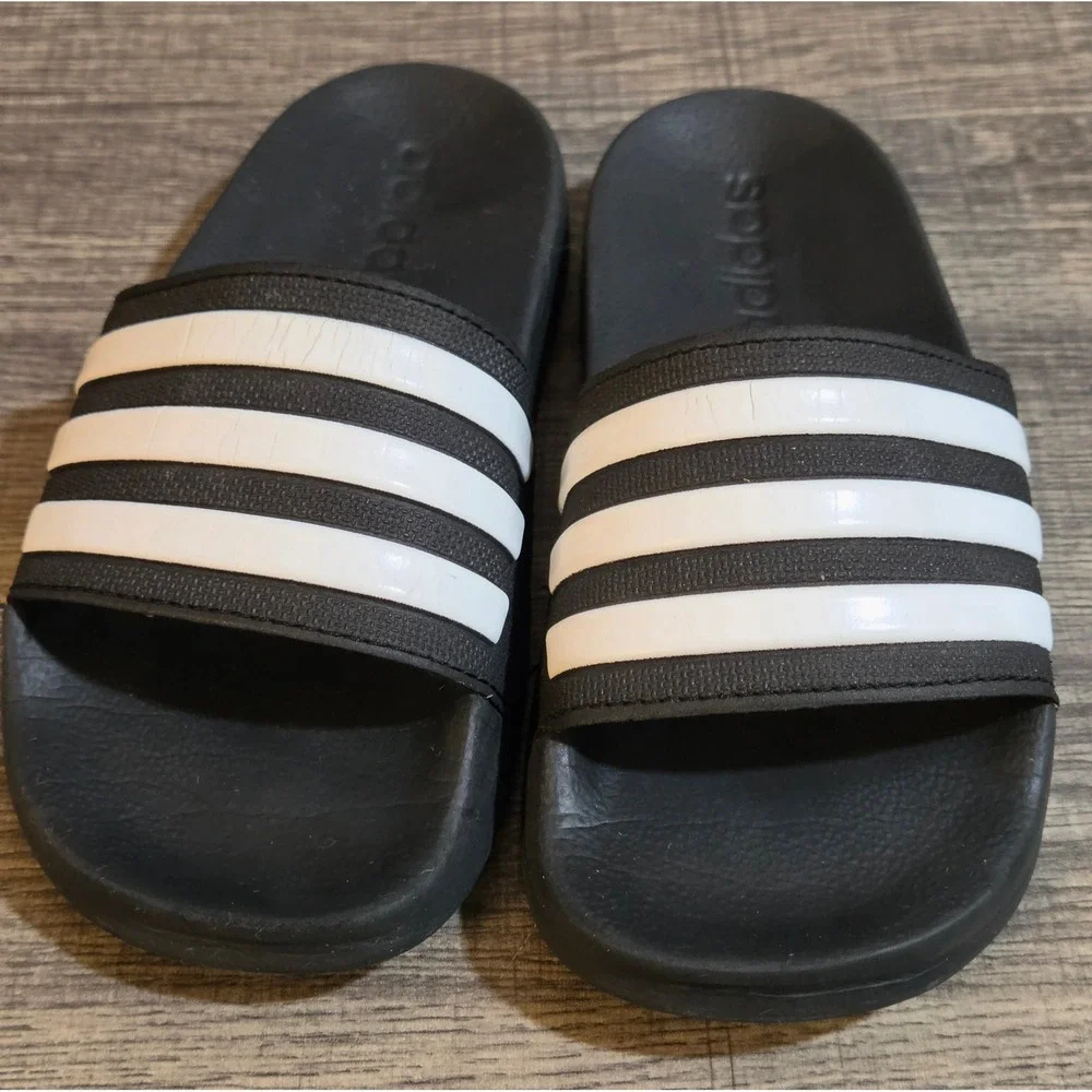 Adidas Adilette Shower Slide Sandals Youth Size 13K Black White